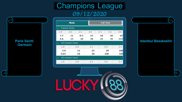 LUCKY88 Paris Saint-Germain vs Istanbul Basaksehir , Soi kèo bóng đá hôm nay 09/12/2020, Champions League