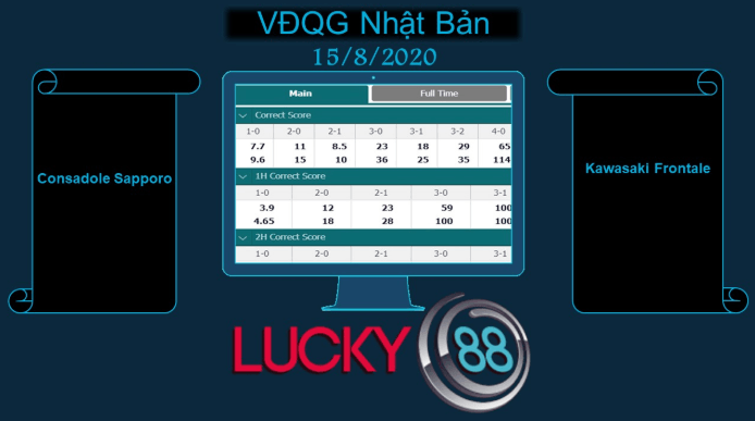 LUCKY88 Hokkaido Consadole Sapporo vs Kawasaki Frontale , Soi kèo bóng đá hôm nay 15/08/2020, VĐQG Nhật Bản
