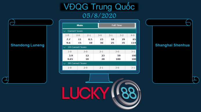 LUCKY88 Shandong Luneng Taishan vs Shanghai Greenland Shenhua , Soi kèo bóng đá hôm nay 05/08/2020,   VĐQG Trung Quốc
