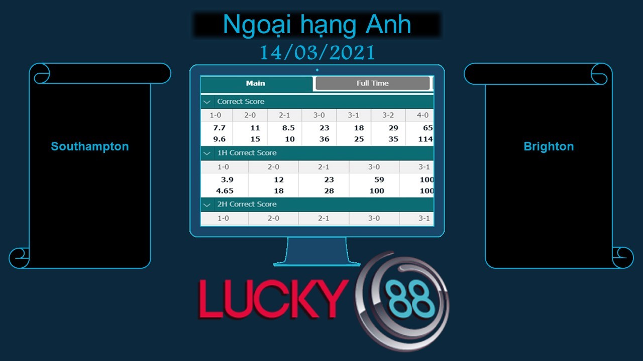 LUCKY88 Southampton vs Brighton , Soi kèo bóng đá hôm nay 14/03/2021,  Ngoại hạng Anh
