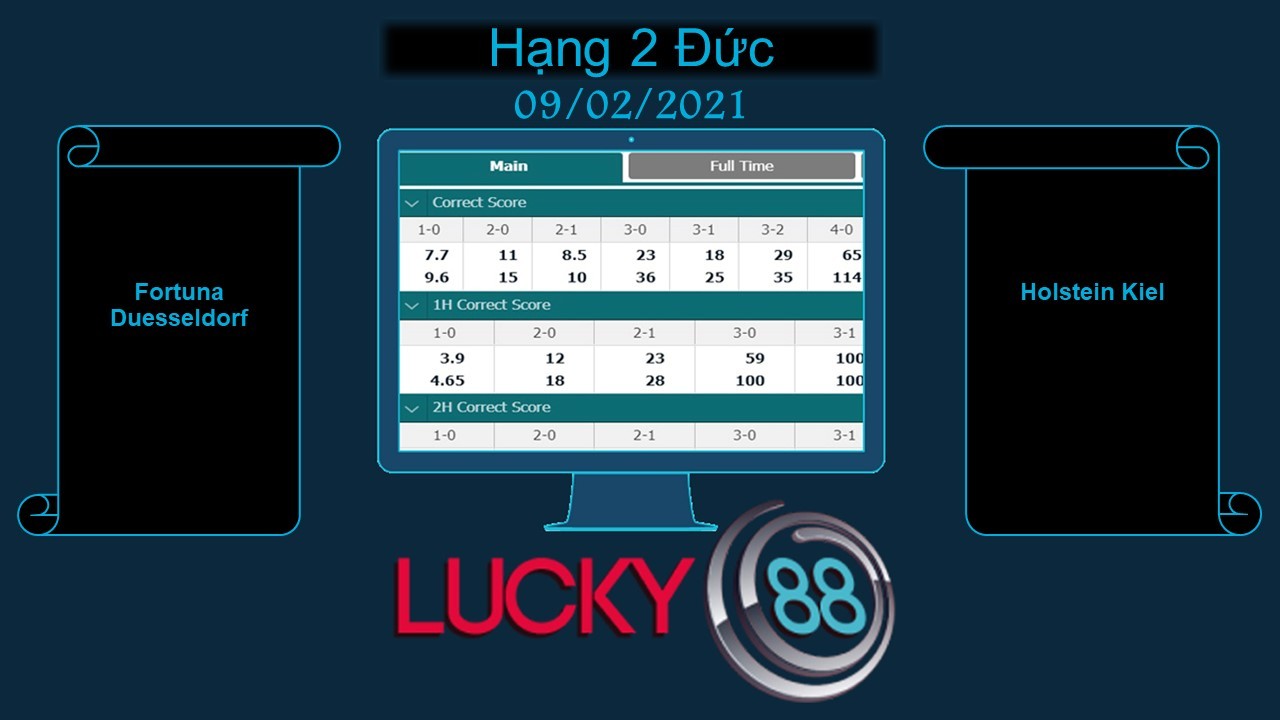 LUCKY88 Fortuna Duesseldorf vs Holstein Kiel , Soi kèo bóng đá hôm nay 09/02/2021, Hạng 2 Đức
