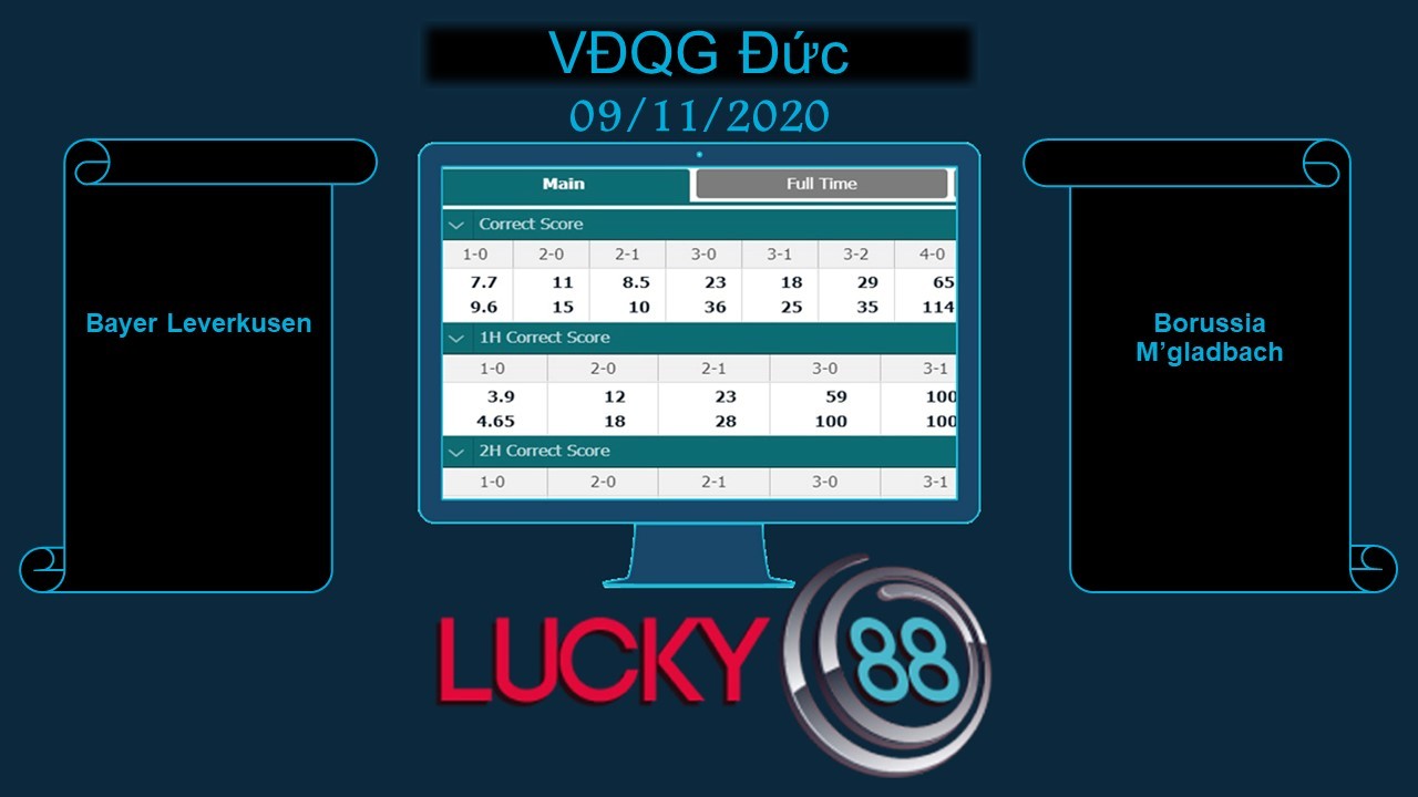 LUCKY88 Bayer Leverkusen vs Borussia M’gladbach, Soi kèo bóng đá hôm nay 09/11/2020, VĐQG Đức