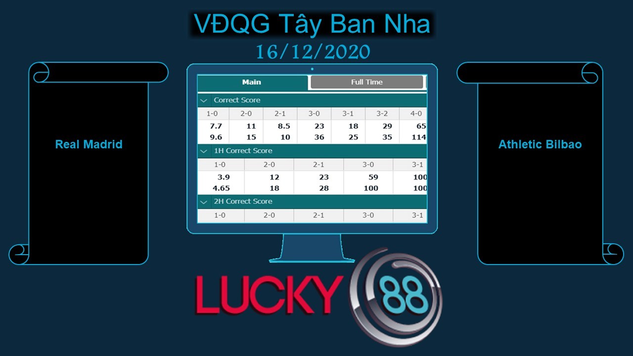 LUCKY88 Real Madrid vs Athletic Bilbao , Soi kèo bóng đá hôm nay 16/12/2020, VĐQG Tây Ban Nha