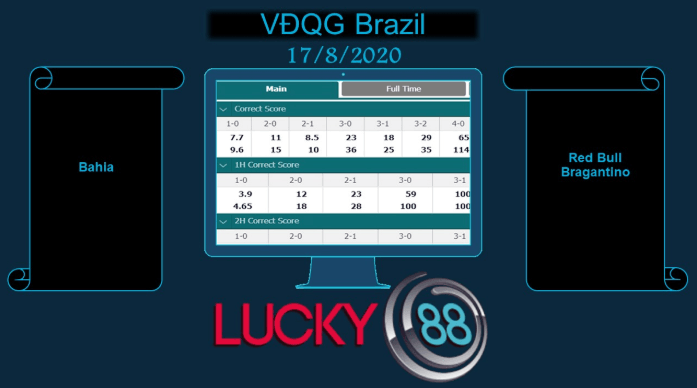 LUCKY88 Bahia vs Red Bull Bragantino , Soi kèo bóng đá hôm nay 17/08/2020, VĐQG Brazil